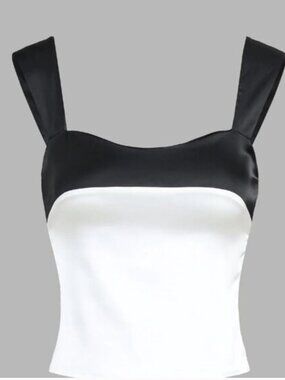 Forever 21 Black and White Satin Tank Top